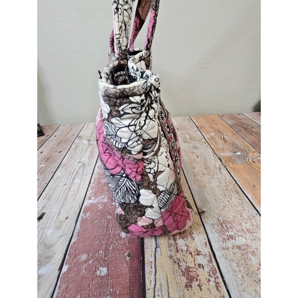 Vera Bradley Quilted Mocha Rouge Shoulder Handbag Zipper Floral 2011 Purse - Picture 2 of 13